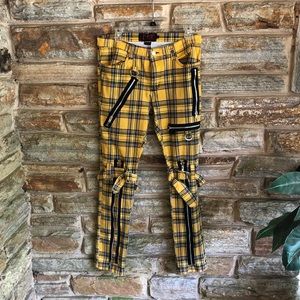 Gothic/Punk Yellow Plaid Pants w/ many Zippers